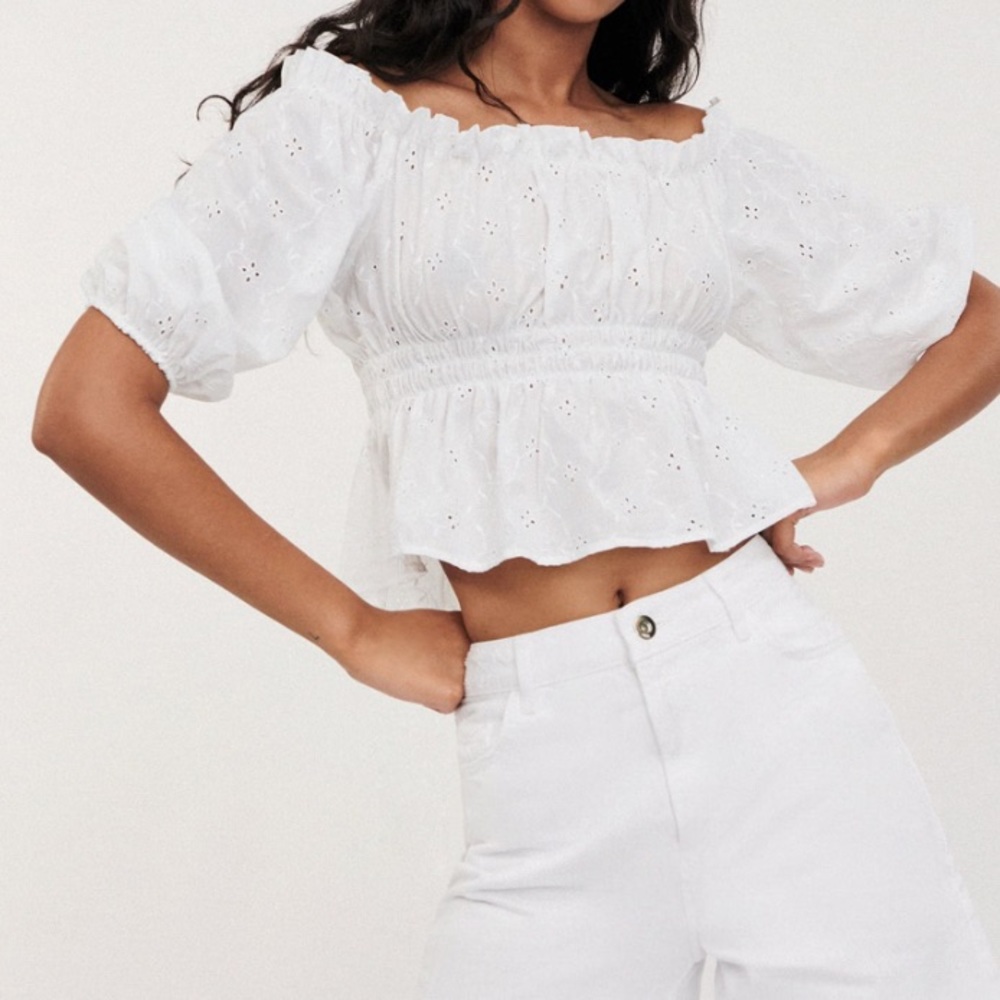ZARA Off Shoulder Embroidered Top